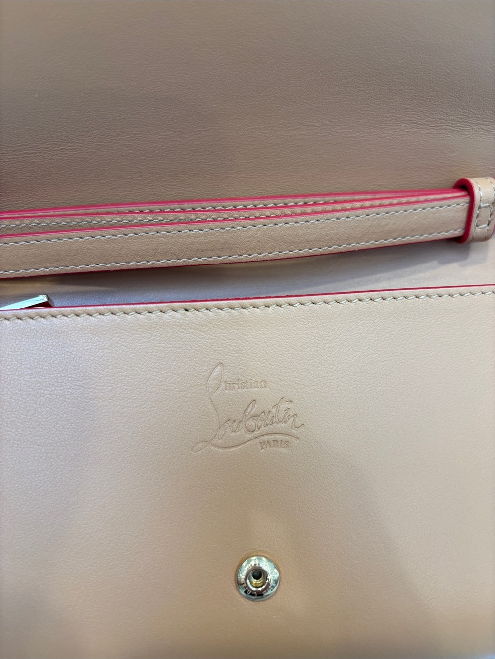 Christian Louboutin Tan Leather Clutch with Gold Spikes - Picture 3 of 8